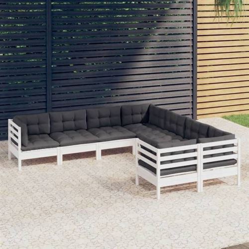 Non Communiqué Blanc Salon De Jardin Modulable Vidaxl Bois 8 Pieces