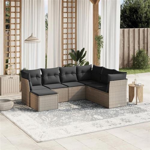 Vidaxl Gris/Clair Salon De Jardin 7 Pcs - Image 3
