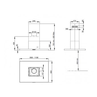 Roblin Atrium 900 - Hotte - hotte îlot - largeur : 89.8 cm - profondeur : 66 cm - extraction et recirculation (avec kit de recirculation supplémentaire) - sans moteur - inox