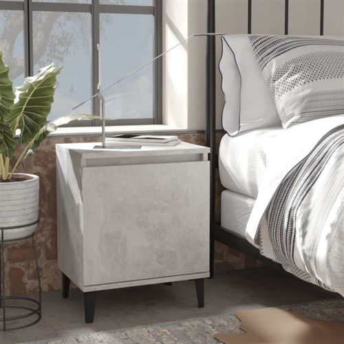 vidaXL Table de chevet avec pieds en métal Gris béton 40x30x50 cm