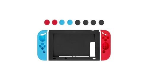 Pour nintendo switch housse de protection en silicone anti-dérapant avec pouce - noir