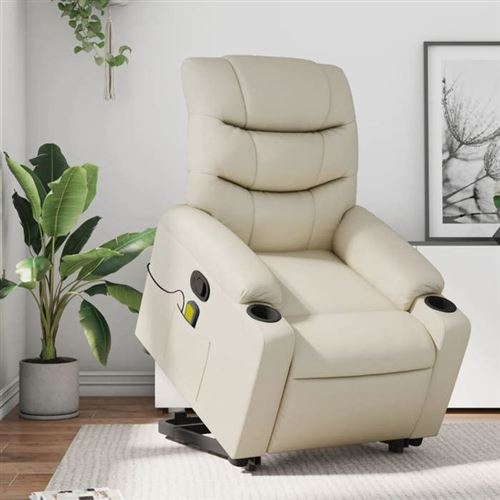 Non Communiqué Beige Vidaxl Fauteuil De Massage, Relaxation Similicuir Crème