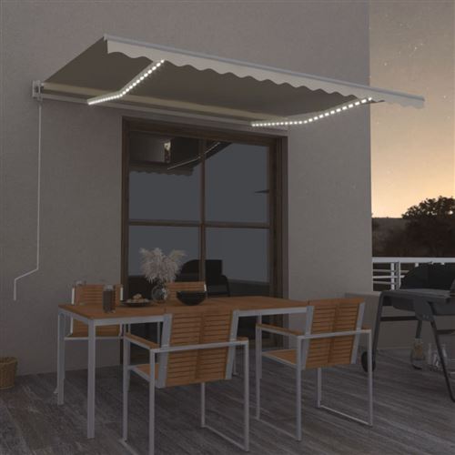 vidaXL Auvent automatique avec capteur de vent et LED 400x350 cm Crème3068992