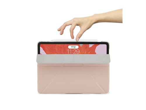 Pipetto Origami Luxe - Étui à rabat pour tablette - polycarbonate, cuir peau d'agneau vegan - clair, rose poussiéreux - 11 - pour Apple 11-inch iPad Pro (1ère génération)