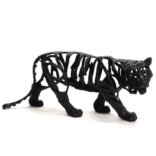 Non Communiqué Noir Statue : Tigre Savane Mate - Amadeus - Résine