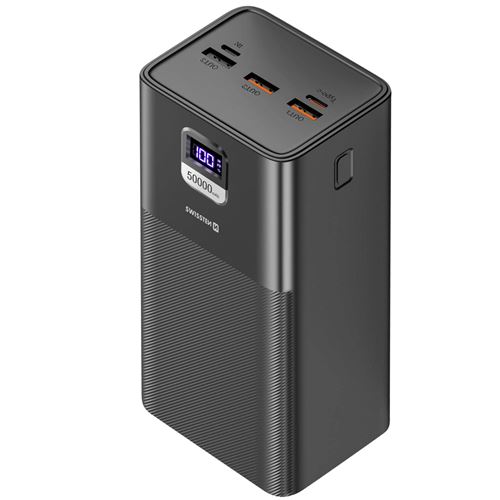 Batterie de secours 50000mAh USB et USBC 100W Swissten Power Line Compact Noir