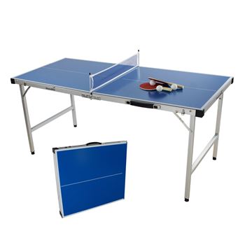 Mini table de ping pong pliable 150x75cm INDOOR bleue, avec 4
