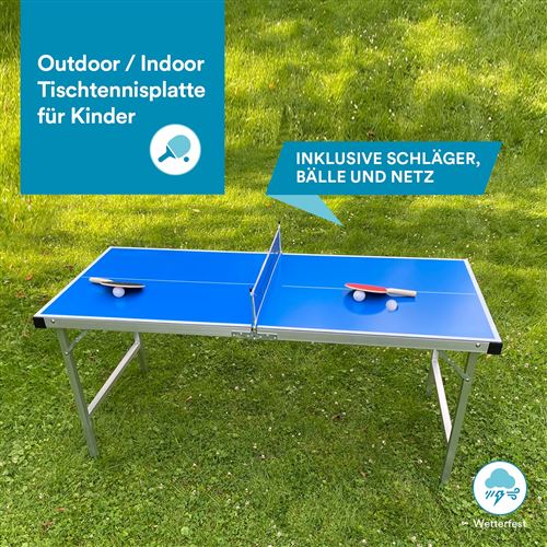 Mini Table De Ping Pong 150x75cm - Table Pliable Indoor Bleue