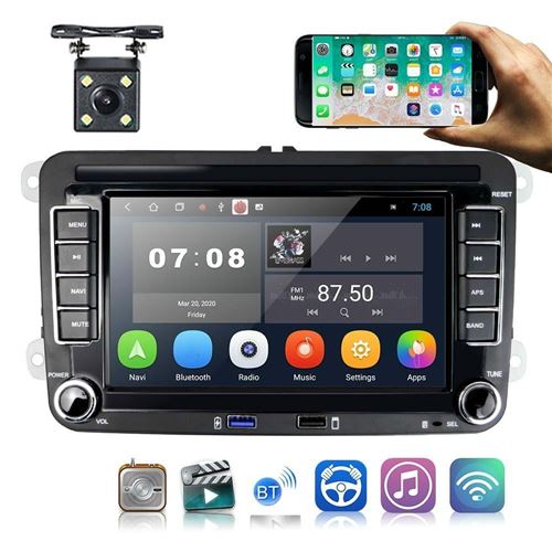 Autoradio 7 Pouces Android 10 Bluetooth GPS Caméra Recul USB FM Stéréo Voiture YONIS