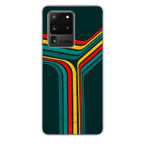 Coque en silicone imprimée compatible Samsung Galaxy S20 Ultra Retro lines