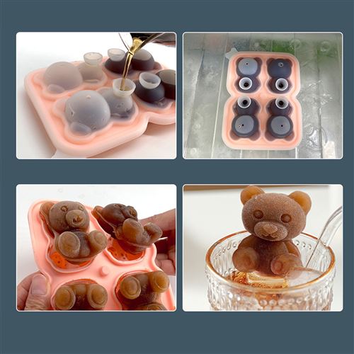 Acheter PDTO Moule à glaçons en forme d'ours en peluche 3D en silicone,  moule à ours mignon, plateau à glaçons pour le café