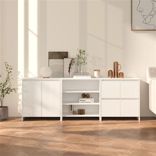 Non Communiqué Blanc Vidaxl Buffets 3 Pcs Bois D'ingénierie