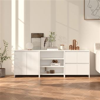vidaXL Buffets 3 pcs Blanc Bois d'ingénierie - 1
