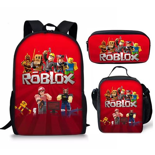Lot de 3 pièces Sac à Dos, Trousse à crayons, Sac à Bandoulière Roblox pour Garçon (SD2042) Rouge