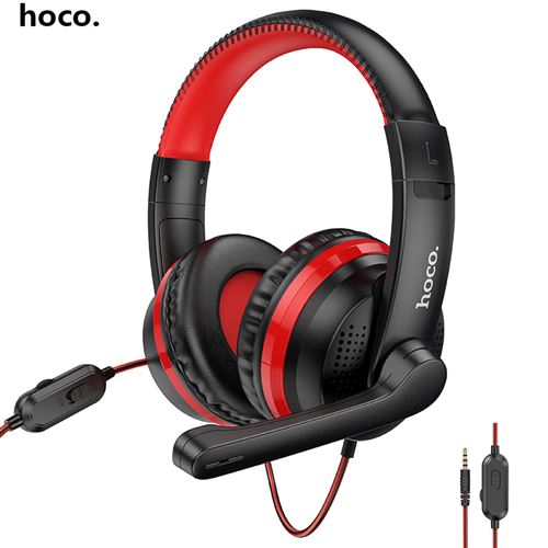 Casque Gaming HOCO W103 Stéréo Filaire Câble 1.2m-Noir Rouge