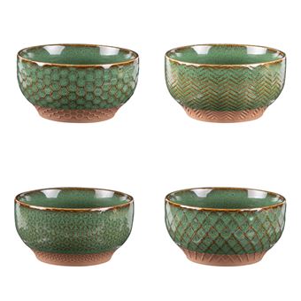 Coffret de 4 coupelles Jaspe 12 cm vert - Table Passion - Vert - Grès - 1