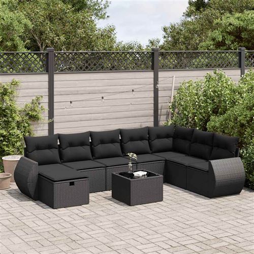 Non Communiqué Noir Salon De Jardin Modulable Vidaxl Resine 9 Personnes 9 Pieces