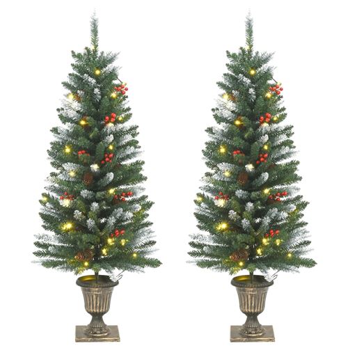 vidaXL Sapins de Noël artificiels 2 pcs 100 LED vert et blanc 120 cm