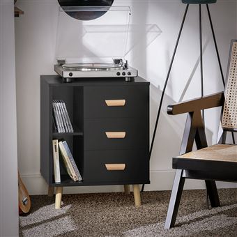 SoBuy FBT95-SCH Table d’Appoint Bout de Canapé Table de Chevet Table de Nuit avec 3 - 1