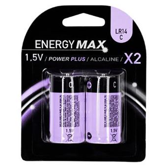 Energy Max - Lot de 2 Piles LR14 Alcaline 4cm Violet - 1