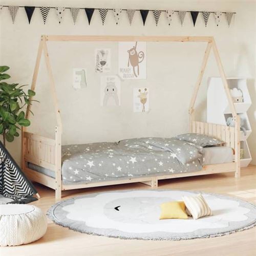 vidaXL Cadre de Lit pour Enfants, Lit Simple avec Sommier à Lattes, Meuble de Chambre à Coucher, Scandinave, Marron 80x200 834495