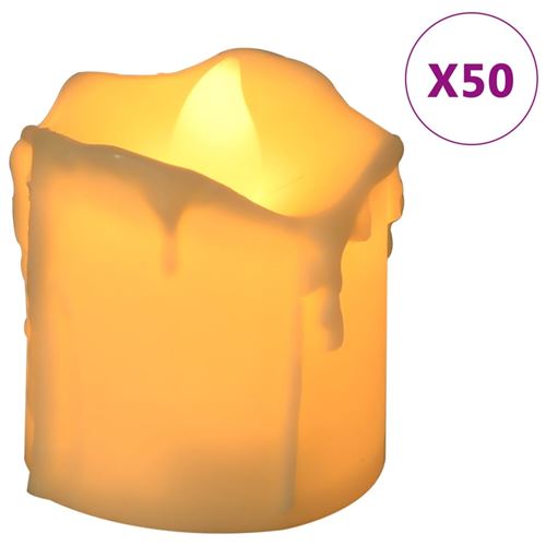 vidaXL Bougies électriques sans flamme à LED 50 pcs Blanc chaud