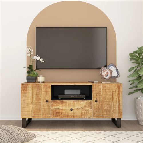 Non Communiqué Marron Vidaxl Meuble Tv, Armoire De Télévision Avec Étagère, Meuble Télé Avec Compartiment Salon, Rustique, Bois De Manguier Et D'ingénierie - Image 1