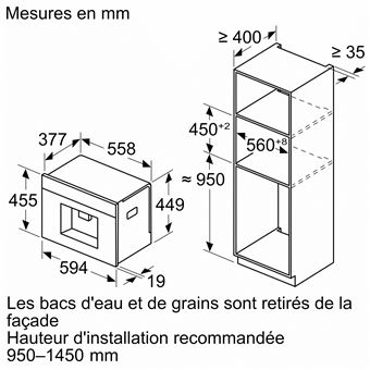 Bosch Series | 8 CTL7181B0 - Machine à café automatique - encastrable avec mousseur à lait - 19 bar - noir