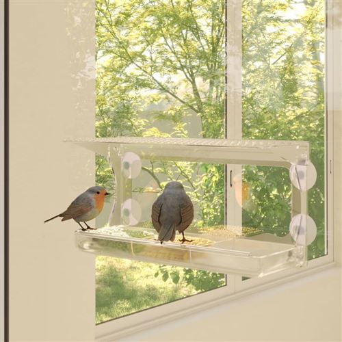 vidaXL Mangeoires à oiseaux de fenêtre 2 pcs Acrylique 30x12x15 cm -  Mangeoires et abreuvoirs - Achat & prix