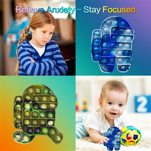 Push Pop It Fidget Toys MYMA™ Silicone [Spaceman bleu + Spaceman vert] Multi-couleurs Anti Stress Bubble Toy