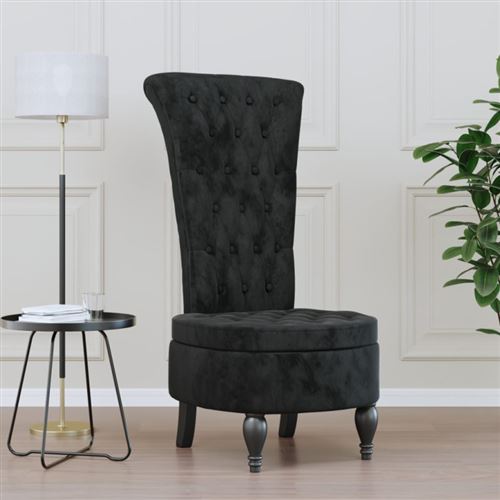 VIDAXL - Fauteuil - Dossier haut capitonné - Velours - Noir - Image 2