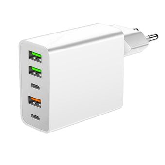 Chargeur Universel 65W - 6 Ports USB-C - Pour PC Portable & Tablette - Blanc Brillant