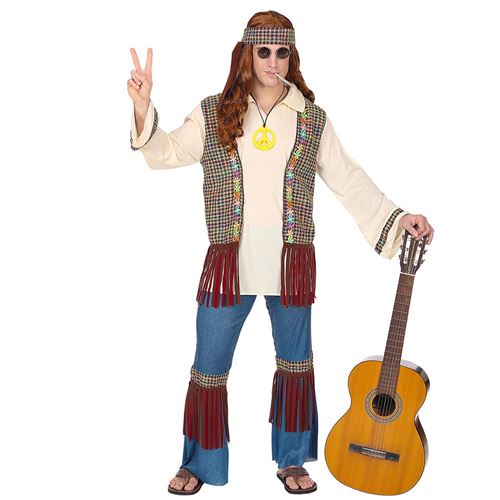  Widmann WDM07121 Hippie Homme Costume pour Adultes, Multicolore, S