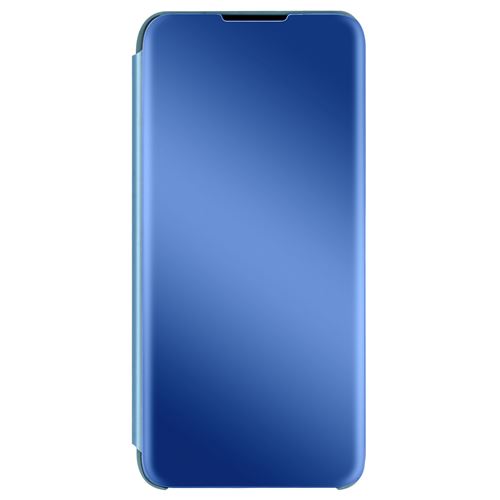 Avizar Housse Clear View pour Samsung Galaxy A22 5G Design Miroir Support Vidéo Bleu