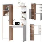 Armoire de rangement multifonctionnelle avec bureau ou établi, UWOT, rangement ouvert + dissimulé, blanc