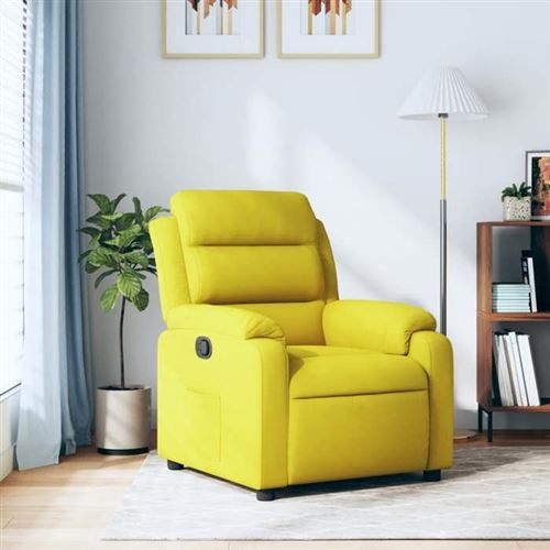 vidaXL - Fauteuil de relaxation - Réglable - Velours - Jaune - Image 2