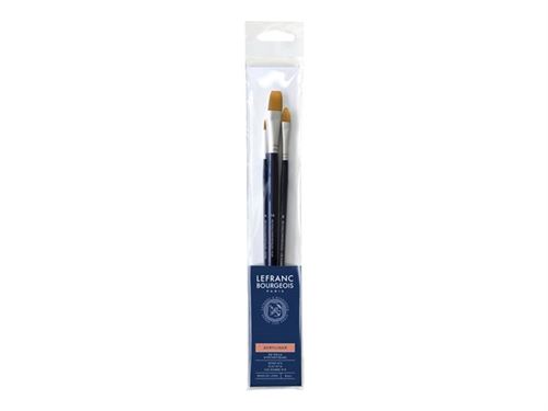 Lefranc Bourgeois - Lot de pinceaux - 3 parties - usé bombé, rond, plat - taille : 4, 8, 14