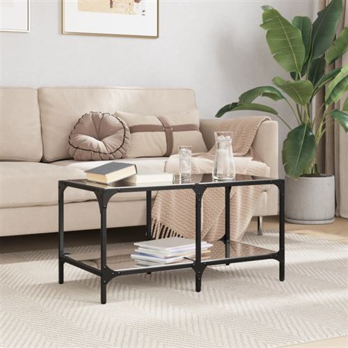 vidaXL - Table basse - Acier - Noir - 78,5x40x40 cm - Image 2