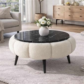 Table basse en bois "Papatya 60" - 60 x 60 x 44 cm - Blanc - 1