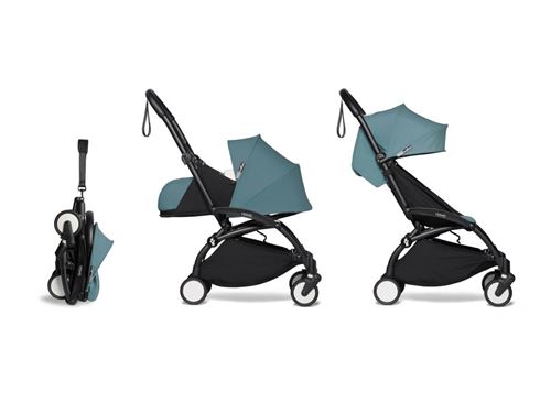 Babyzen - Poussette YOYO2 cadre noir pack 0+ 2020 6+ bleu aqua
