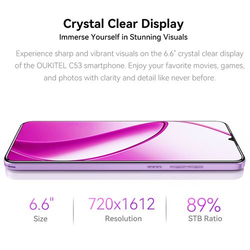 Smartphone OUKITEL C5 – Écran 6,52" HD, 16+64 Go, Android 14, Batterie 5000 MAh | 4G Dual SIM, Prise Casque
