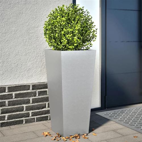 VIDAXL - Jardinière - 35x35x75 cm - Blanc - Acier Galvanisé - Lot de 2 - Image 2
