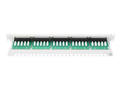 DIGITUS CAT 3 ISDN - Patchpaneel - monteerbaar aan rek - CAT 3 - RJ-45 X 25 - grijs, RAL 7035 - 1U - 19