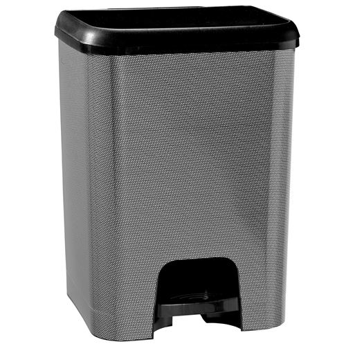 Poubelle de cuisine à pédale 30L SEATTLE en plastique aspect métal Noir Géométrie