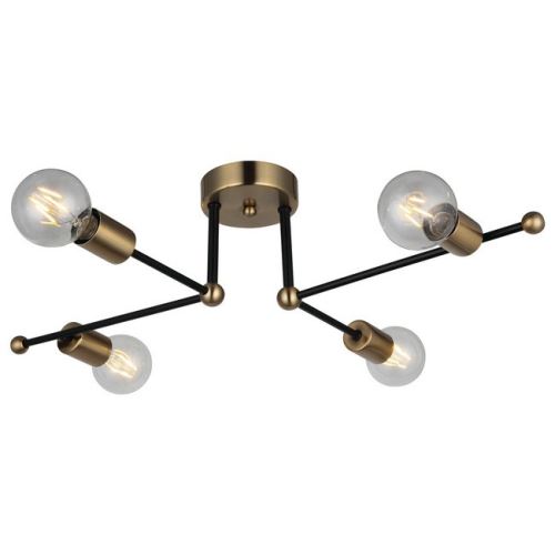 HOMEMANIA Lampe de Plafond Rena - Plafonnier - du mur - Or, noir en Métal, 49 x 70 x 20 cm, 4 x E27, 40W