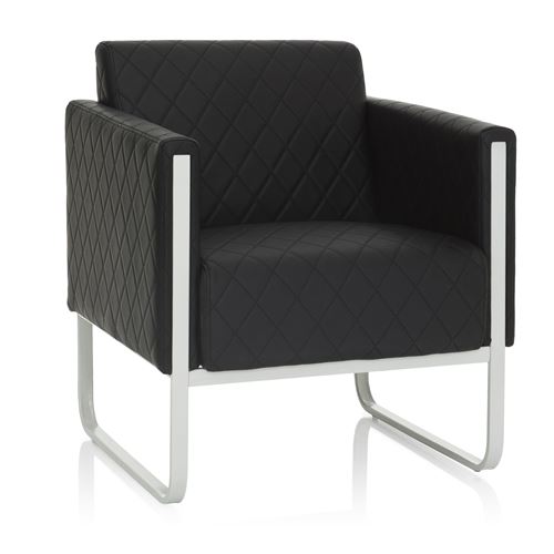 Divan lounge ARUBA cadre argentin similicuir 1 place noir hjh OFFICE