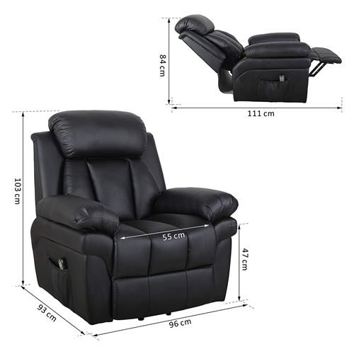 250 Sur Fauteuil De Relaxation Electrique Fauteuil Releveur Inclinable Avec Repose Pied Ajustable Simili Cuir Noir Achat Prix Fnac