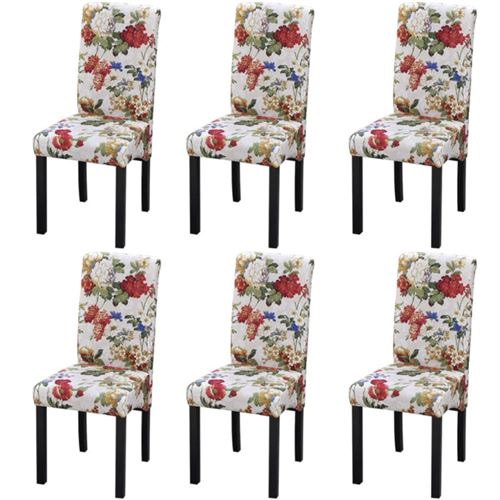 vidaXL 6 chaises pour la salle à manger avec motif floral Bois