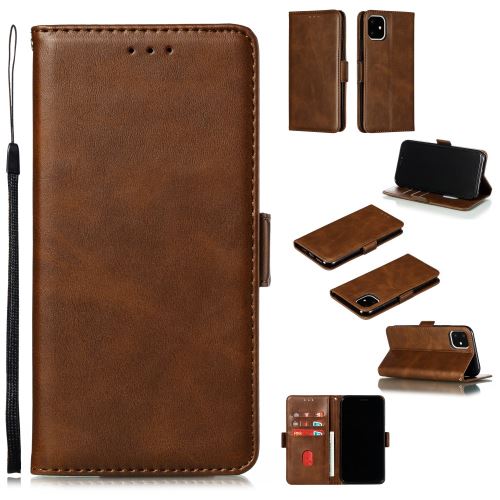 Etui en PU avec support café pour votre Apple iPhone XR 6.1 pouces (2019)