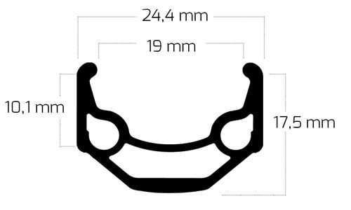Jante Ryde ZAC 19 28/622 * 19C en aluminium - 32 trous 14G - noir